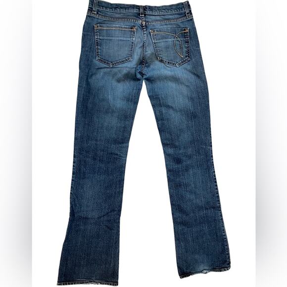 Edun Blue Flare Wide Leg Jeans with Fading and Whiskering 27 - Picture 4 of 8